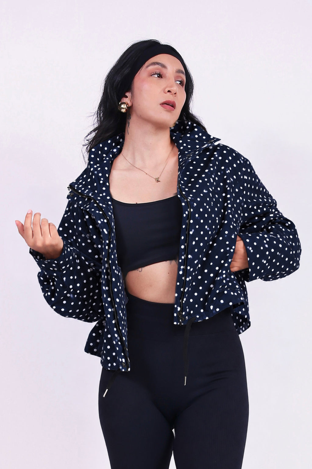 JACKET OVERSIZED POLKA NAVY