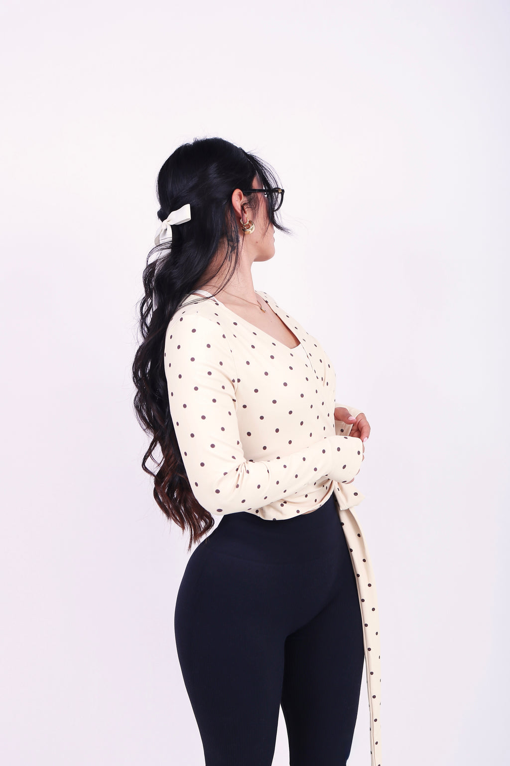 BALLET WRAP TOP POLKA BUTTER YELLOW