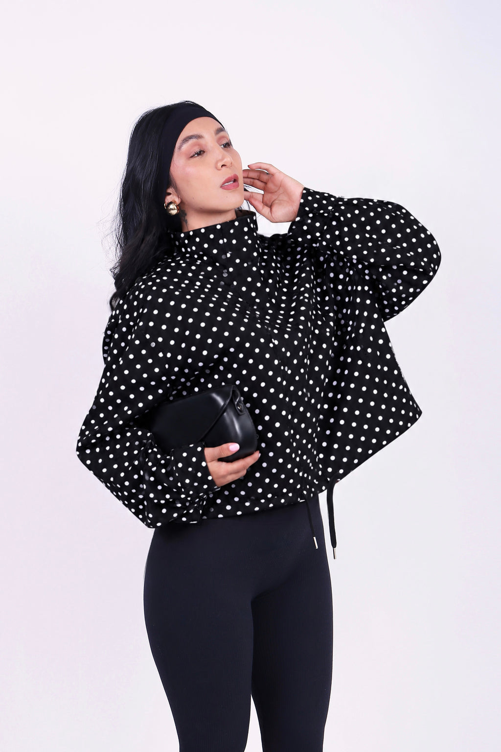 JACKET OVERSIZED POLKA BLACK