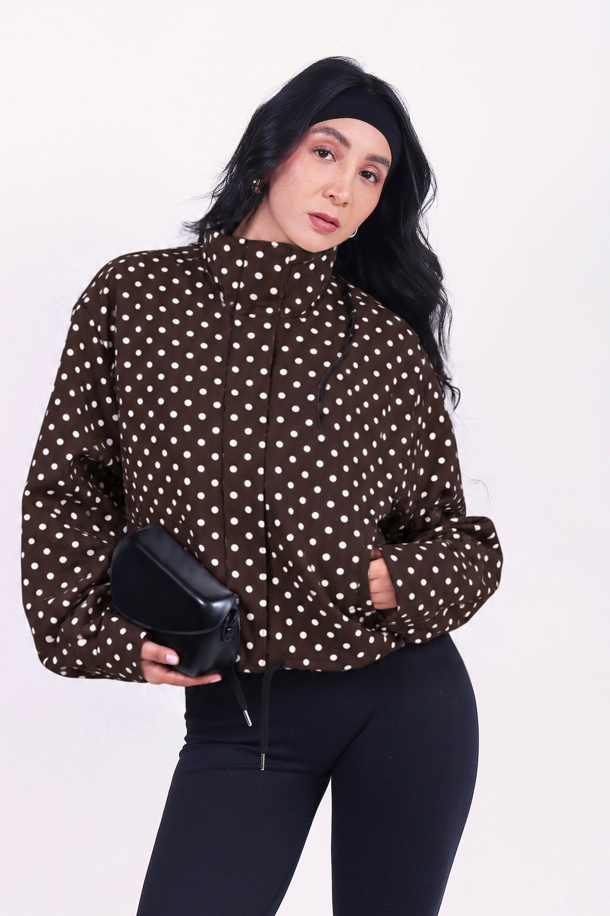 JACKET OVERSIZED POLKA BROWN