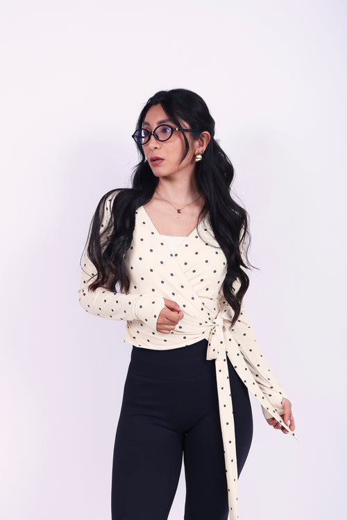 BALLET WRAP TOP POLKA BUTTER YELLOW