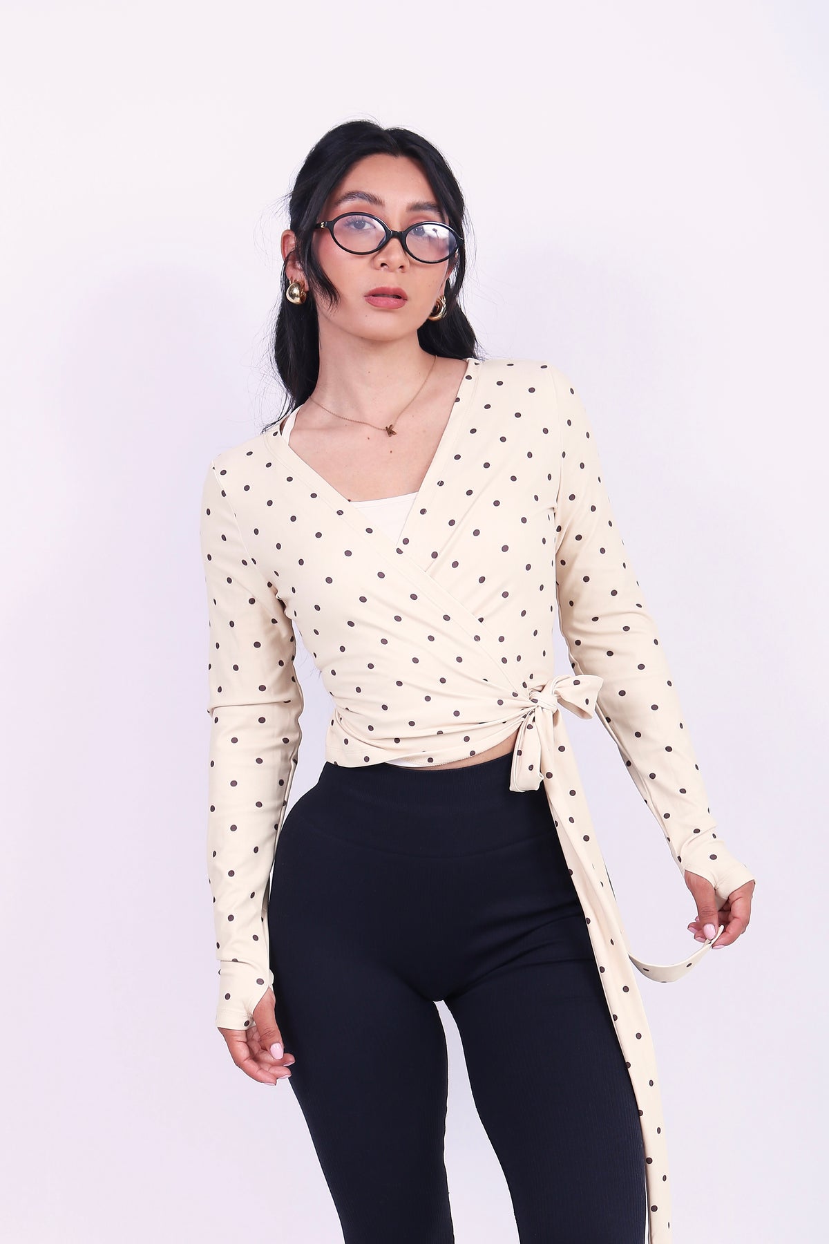 BALLET WRAP TOP POLKA BUTTER YELLOW